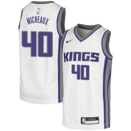 White Larry Micheaux Kings #40 Twill Basketball Jersey FREE SHIPPING