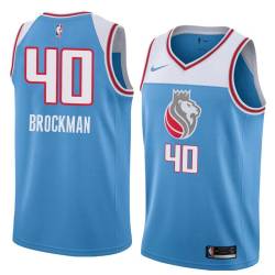 18-19_Light_Blue Jon Brockman Kings #40 Twill Basketball Jersey FREE SHIPPING
