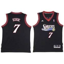 Black Throwback Toni Kukoc Twill Basketball Jersey -76ers #7 Kukoc Twill Jerseys, FREE SHIPPING