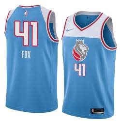 18-19_Light_Blue Jim Fox Kings #41 Twill Basketball Jersey FREE SHIPPING