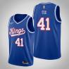 Blue_Throwback Jim Fox Kings #41 Twill Basketball Jersey FREE SHIPPING