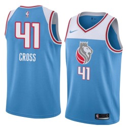 18-19_Light_Blue Pete Cross Kings #41 Twill Basketball Jersey FREE SHIPPING