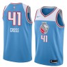 18-19_Light_Blue Pete Cross Kings #41 Twill Basketball Jersey FREE SHIPPING