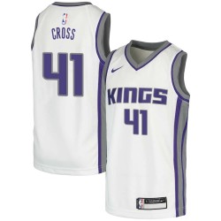 White Pete Cross Kings #41 Twill Basketball Jersey FREE SHIPPING