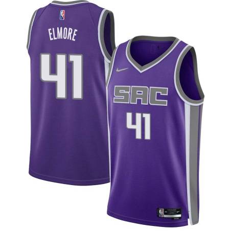 21-22_Purple_Diamond Len Elmore Kings #41 Twill Basketball Jersey FREE SHIPPING