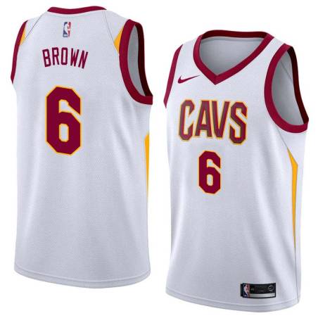 White Shannon Brown Twill Basketball Jersey -Cavaliers #6 Brown Twill Jerseys, FREE SHIPPING