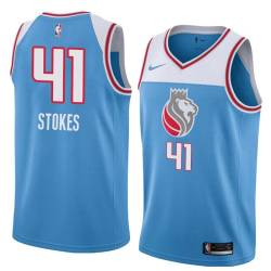 18-19_Light_Blue Greg Stokes Kings #41 Twill Basketball Jersey FREE SHIPPING