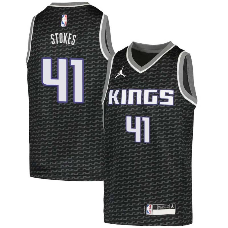 Black Greg Stokes Kings #41 Twill Basketball Jersey FREE SHIPPING