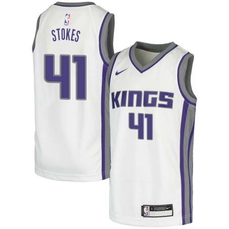 White Greg Stokes Kings #41 Twill Basketball Jersey FREE SHIPPING