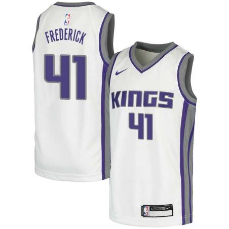 Blue_Throwback Anthony Frederick Kings #41 Twill Basketball Jersey FREE SHIPPING