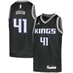 Black Darnell Jackson Kings #41 Twill Basketball Jersey FREE SHIPPING