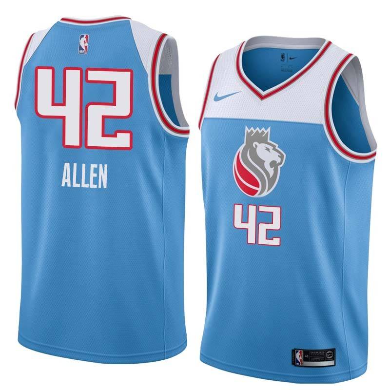 18-19_Light_Blue Lucius Allen Kings #42 Twill Basketball Jersey FREE SHIPPING