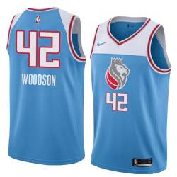 18-19_Light_Blue Mike Woodson Kings #42 Twill Basketball Jersey FREE SHIPPING