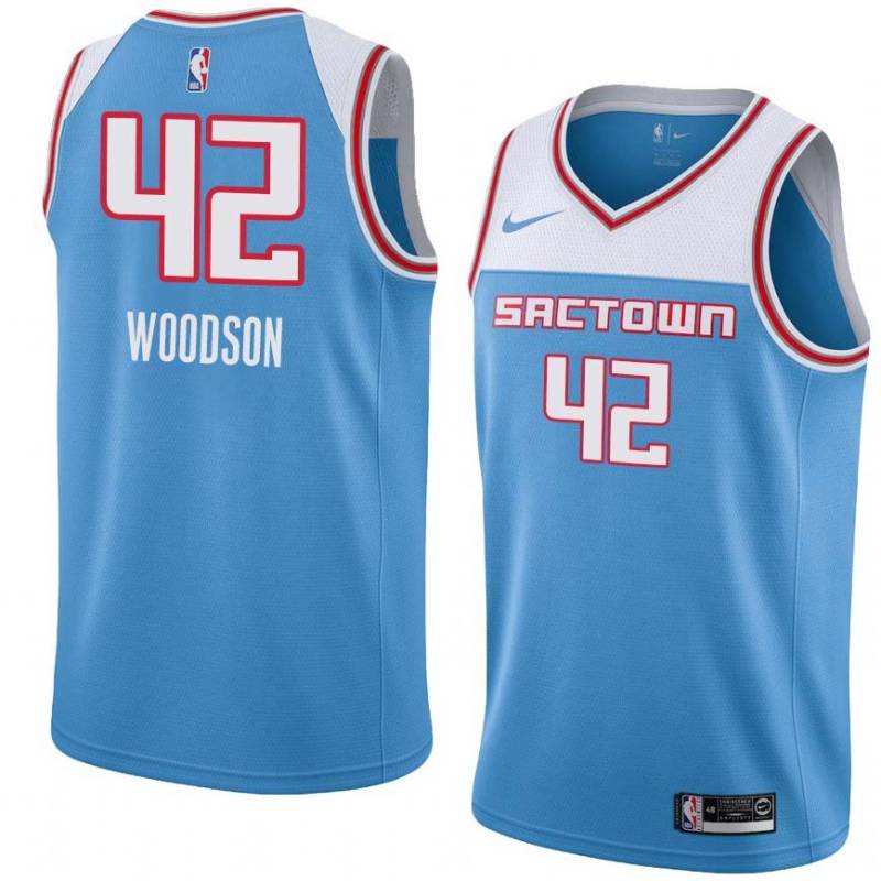 19_20_Light_Blue Mike Woodson Kings #42 Twill Basketball Jersey FREE SHIPPING