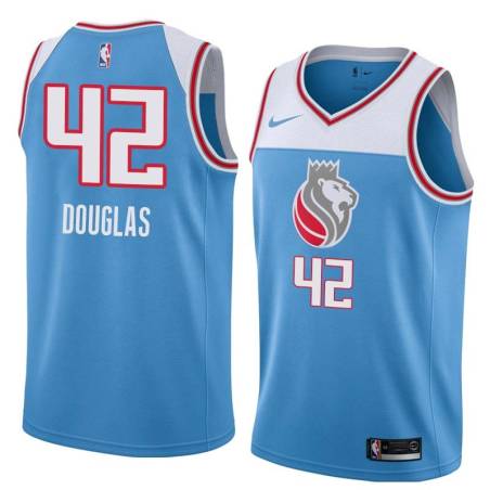 18-19_Light_Blue Bruce Douglas Kings #42 Twill Basketball Jersey FREE SHIPPING