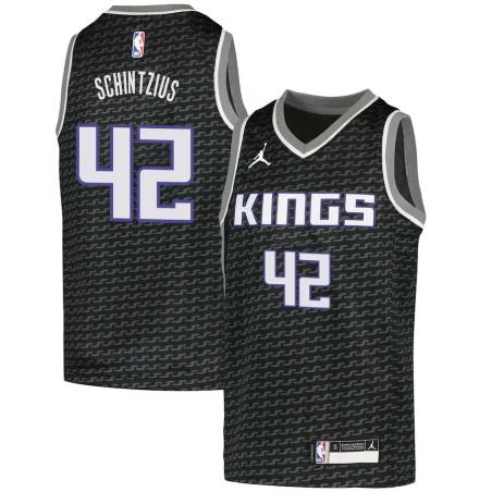 Black Dwayne Schintzius Kings #42 Twill Basketball Jersey FREE SHIPPING