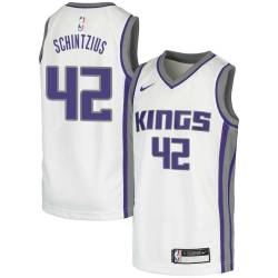 White Dwayne Schintzius Kings #42 Twill Basketball Jersey FREE SHIPPING