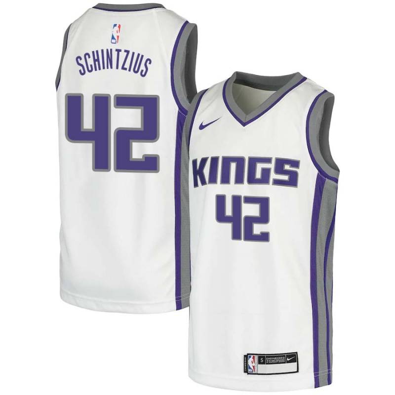 White Dwayne Schintzius Kings #42 Twill Basketball Jersey FREE SHIPPING