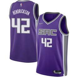 21-22_Purple_Diamond Mark Hendrickson Kings #42 Twill Basketball Jersey FREE SHIPPING