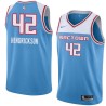 19_20_Light_Blue Mark Hendrickson Kings #42 Twill Basketball Jersey FREE SHIPPING