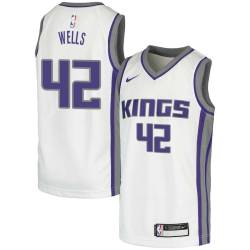 White Bonzi Wells Kings #42 Twill Basketball Jersey FREE SHIPPING