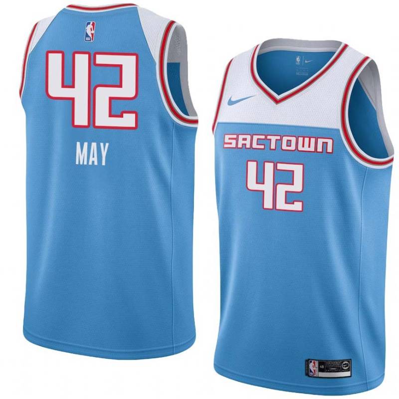 19_20_Light_Blue Sean May Kings #42 Twill Basketball Jersey FREE SHIPPING