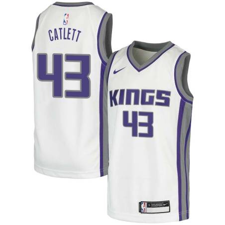 White Sid Catlett Kings #43 Twill Basketball Jersey FREE SHIPPING