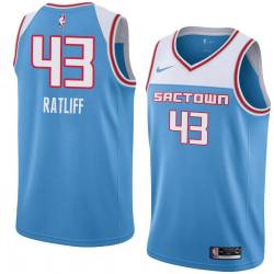 19_20_Light_Blue Mike Ratliff Kings #43 Twill Basketball Jersey FREE SHIPPING