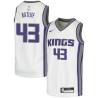 White Mike Ratliff Kings #43 Twill Basketball Jersey FREE SHIPPING