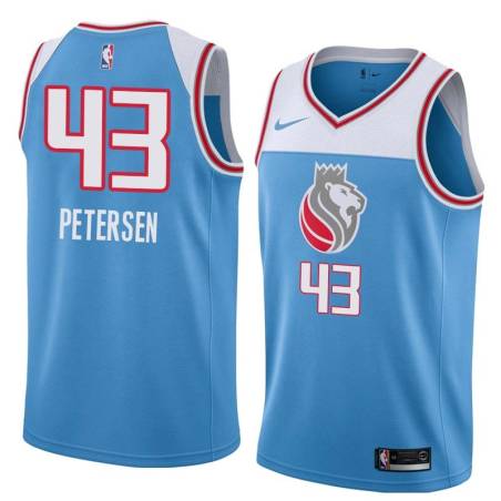 18-19_Light_Blue Jim Petersen Kings #43 Twill Basketball Jersey FREE SHIPPING