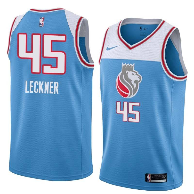 18-19_Light_Blue Eric Leckner Kings #45 Twill Basketball Jersey FREE SHIPPING