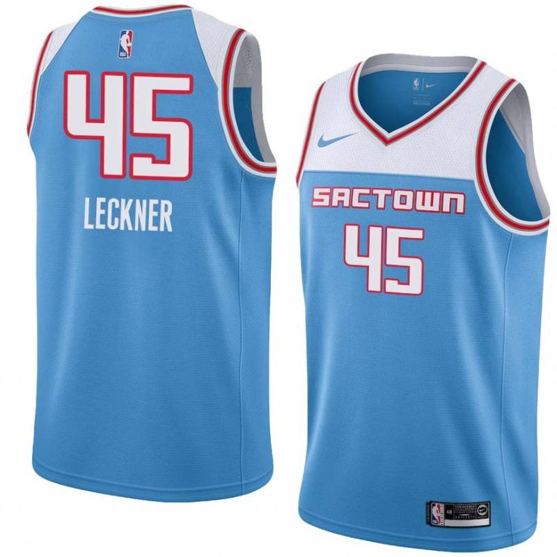 19_20_Light_Blue Eric Leckner Kings #45 Twill Basketball Jersey FREE SHIPPING