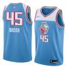 18-19_Light_Blue Randy Breuer Kings #45 Twill Basketball Jersey FREE SHIPPING