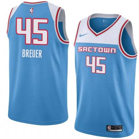 19_20_Light_Blue Randy Breuer Kings #45 Twill Basketball Jersey FREE SHIPPING