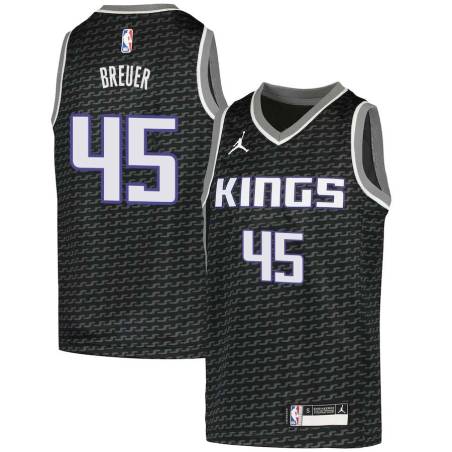 Black Randy Breuer Kings #45 Twill Basketball Jersey FREE SHIPPING