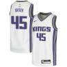 White Randy Breuer Kings #45 Twill Basketball Jersey FREE SHIPPING