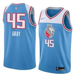 18-19_Light_Blue Devin Gray Kings #45 Twill Basketball Jersey FREE SHIPPING