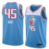 18-19_Light_Blue Devin Gray Kings #45 Twill Basketball Jersey FREE SHIPPING