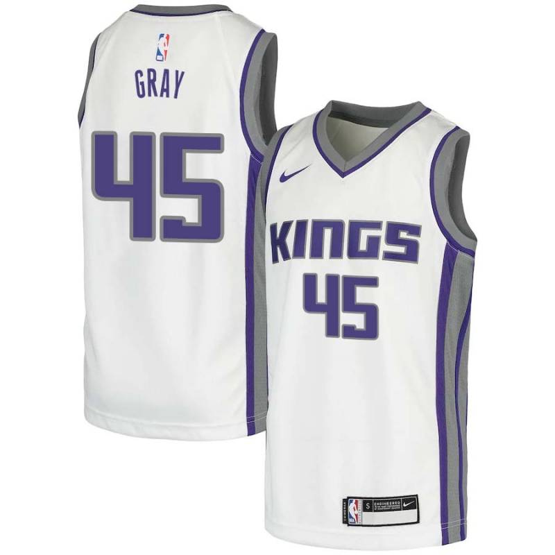 White Devin Gray Kings #45 Twill Basketball Jersey FREE SHIPPING