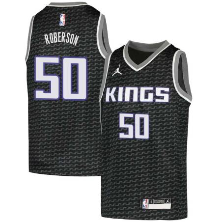 Black Rick Roberson Kings #50 Twill Basketball Jersey FREE SHIPPING