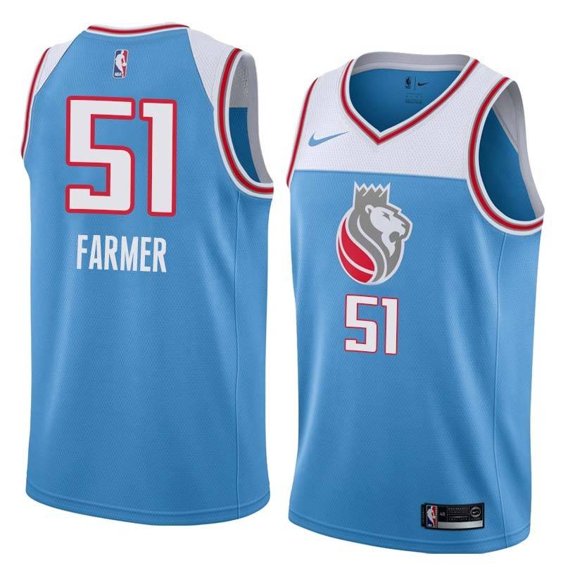 18-19_Light_Blue Mike Farmer Kings #51 Twill Basketball Jersey FREE SHIPPING