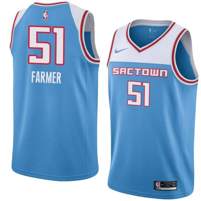 19_20_Light_Blue Mike Farmer Kings #51 Twill Basketball Jersey FREE SHIPPING