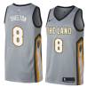 Gray Lonnie Shelton Twill Basketball Jersey -Cavaliers #8 Shelton Twill Jerseys, FREE SHIPPING