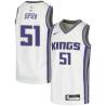 White Les Jepsen Kings #51 Twill Basketball Jersey FREE SHIPPING