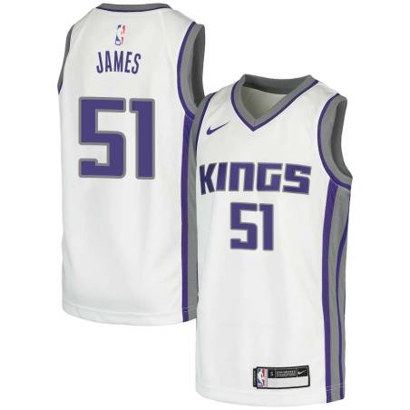 White Henry James Kings #51 Twill Basketball Jersey FREE SHIPPING