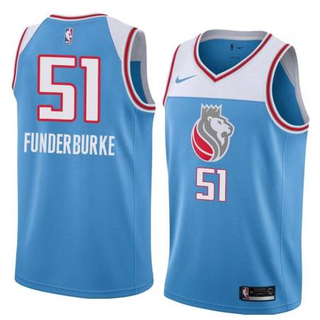 18-19_Light_Blue Lawrence Funderburke Kings #51 Twill Basketball Jersey FREE SHIPPING