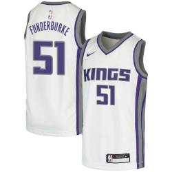 White Lawrence Funderburke Kings #51 Twill Basketball Jersey FREE SHIPPING