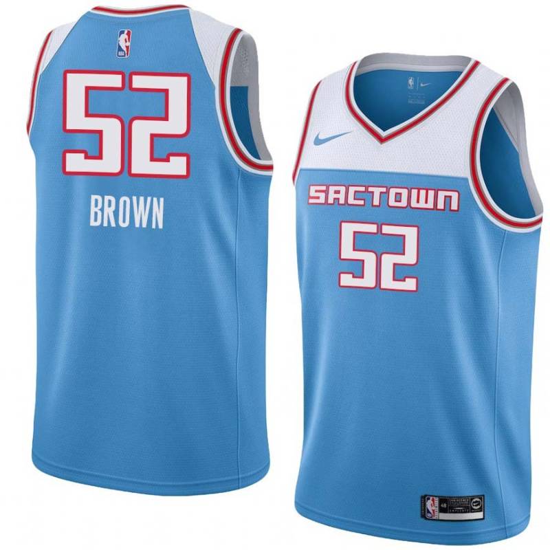 19_20_Light_Blue Chucky Brown Kings #52 Twill Basketball Jersey FREE SHIPPING