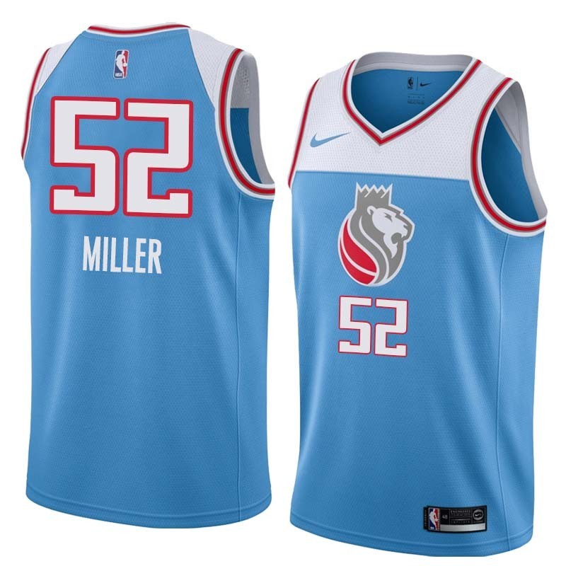 18-19_Light_Blue Brad Miller Kings #52 Twill Basketball Jersey FREE SHIPPING