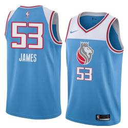 18-19_Light_Blue Jerome James Kings #53 Twill Basketball Jersey FREE SHIPPING